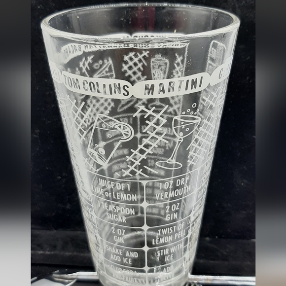 VTG Federal Glass Bartender Cocktail Mixed Drink Recipe Shaker Glass Strainer + - Picture 2 of 5
